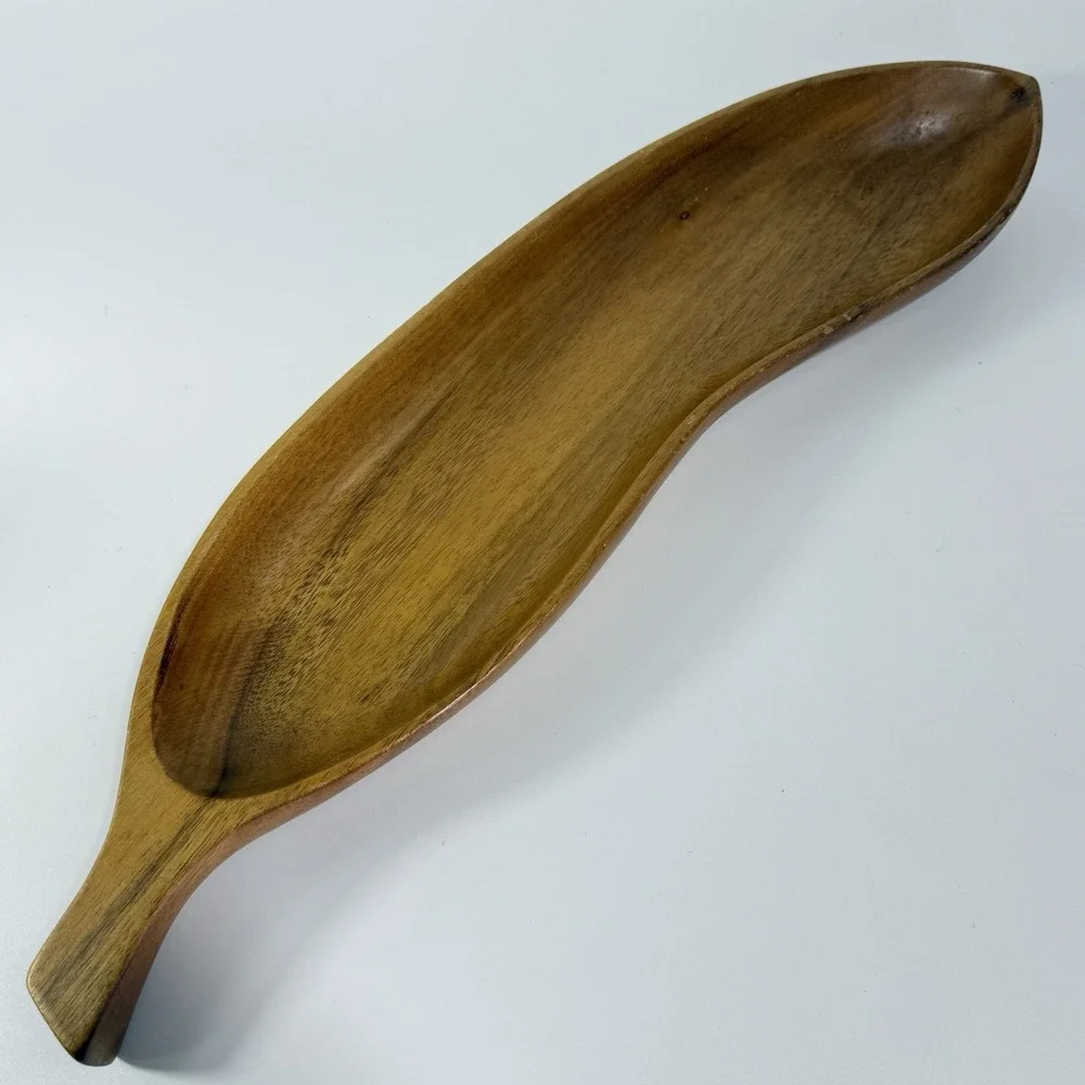 Vintage‎ MCM Serving Fruit Tray Bowl Taverneau Wood Banana Philippines